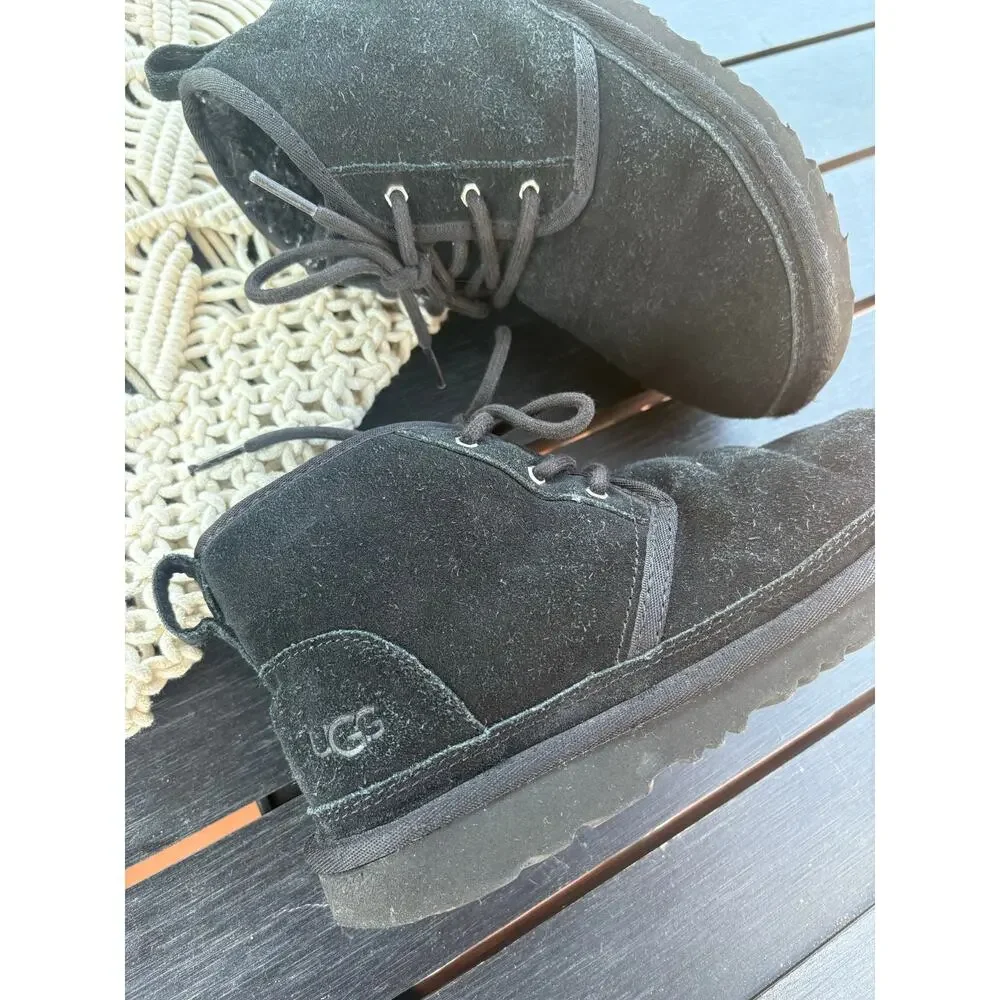 Ugg Kids Neumel II Black Chukka Ankle Boots Size 4 Suede Leather Winter Booties